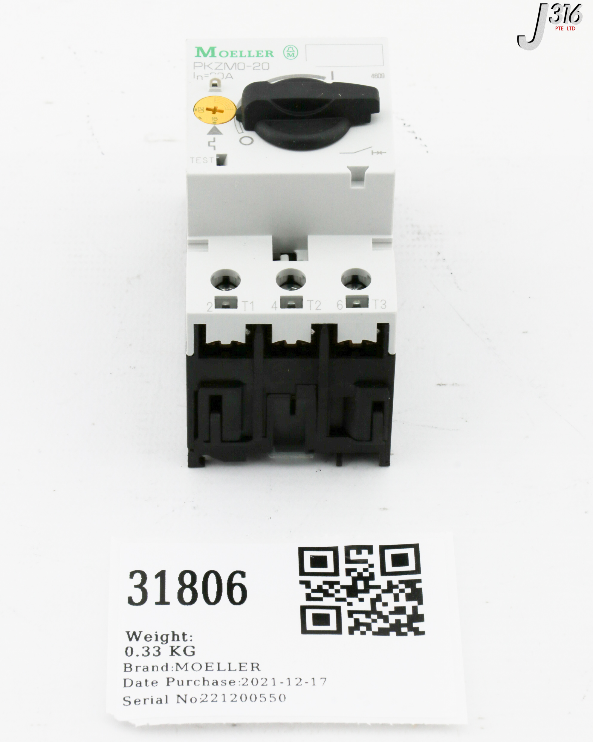 C様オーダー 31806 MOELLER 3P CHANNEL, MOTOR-PROTECTIVE CIRCUIT-BREAKER, 20A